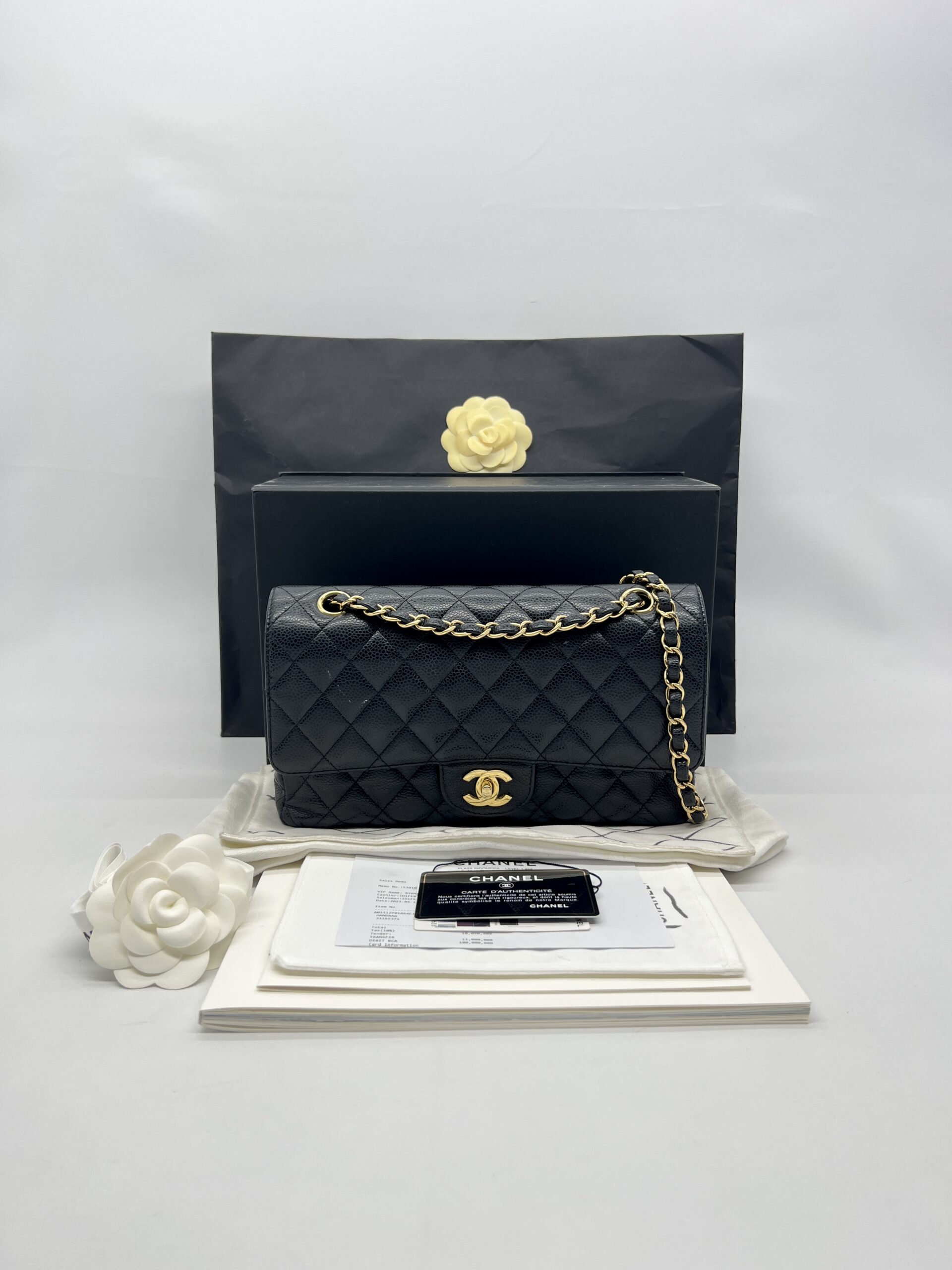 Chanel Medium Classic D Flap Caviar Black GHW