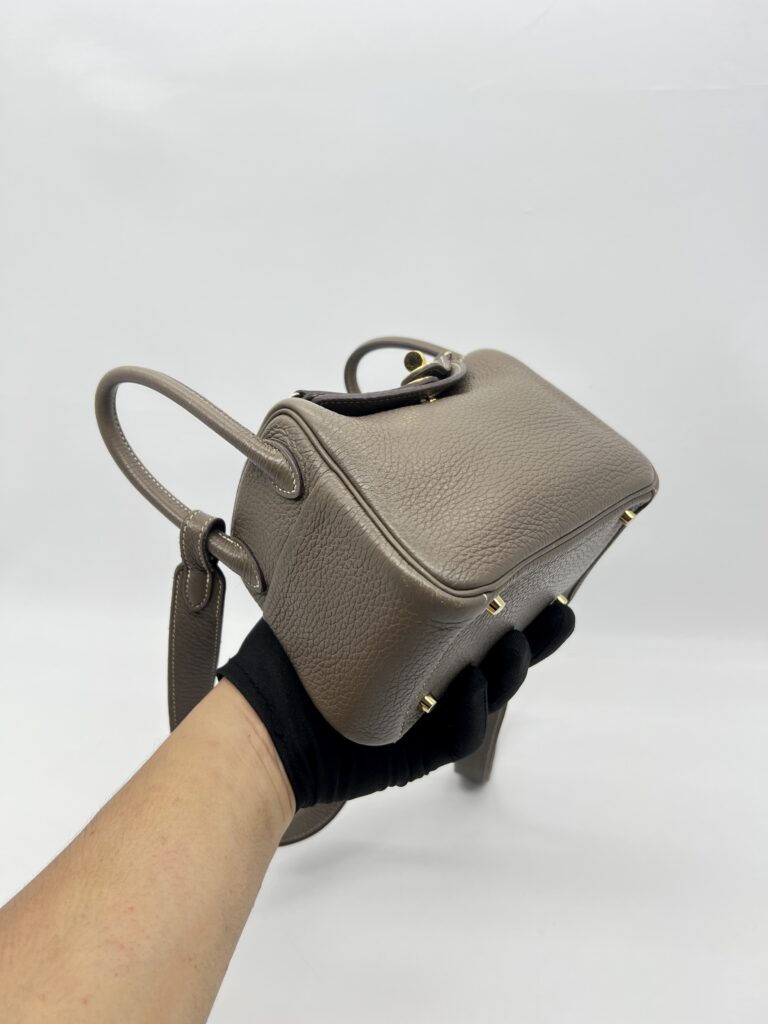 Hermes Mini Lindy Clemence Etoupe GHW