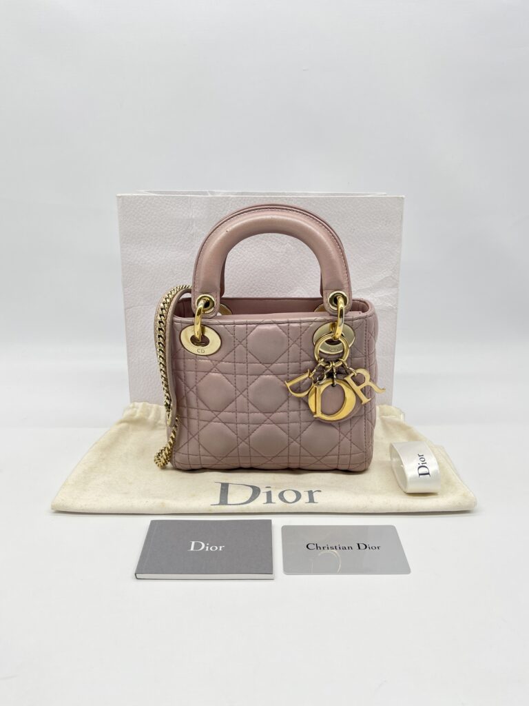 Dior Lady Dior Mini Lambskin Light Pink GHW