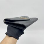 Saint Laurent Envelope Wristlet Grained Black GHW