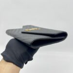 Saint Laurent Envelope Wristlet Grained Black GHW