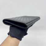 Saint Laurent Envelope Wristlet Grained Black GHW