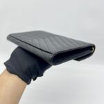 Saint Laurent Envelope Wristlet Grained Black GHW