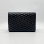 Saint Laurent Envelope Wristlet Grained Black GHW