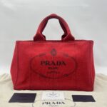 Prada Canapa Shopping Tote Canvas Rosso GHW