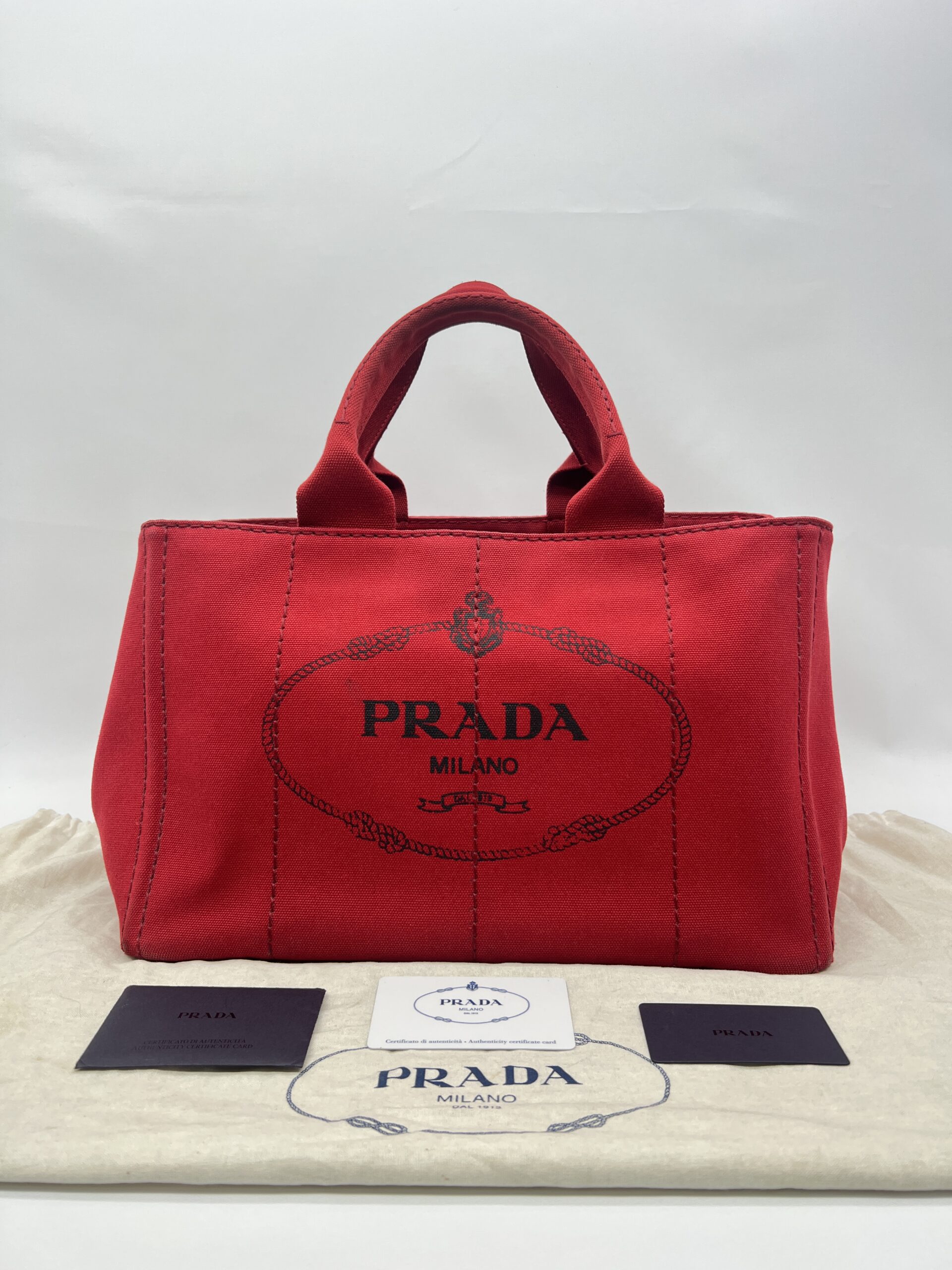 Prada Canapa Shopping Tote Canvas Rosso GHW