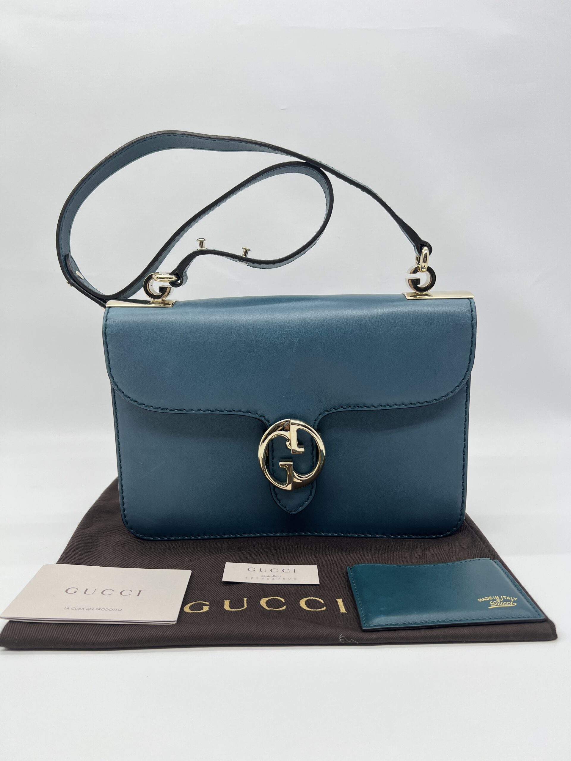 Gucci Interlocking 1973 Flap Bag Turqoise LGHW