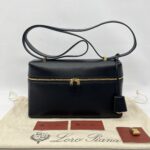 Loro Piana Extra Bag L27 Saddle Calfskin Black GHW