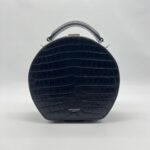Saint Laurent Mica Hatbox Black Croco Embossed SHW