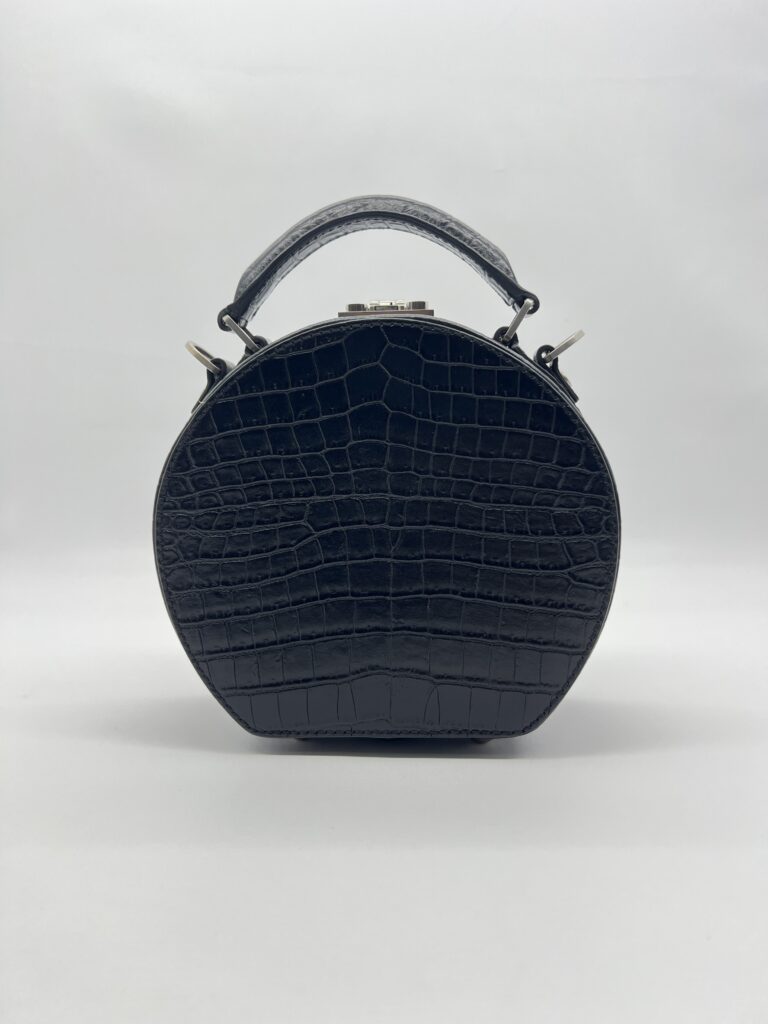 Saint Laurent Mica Hatbox Black Croco Embossed SHW