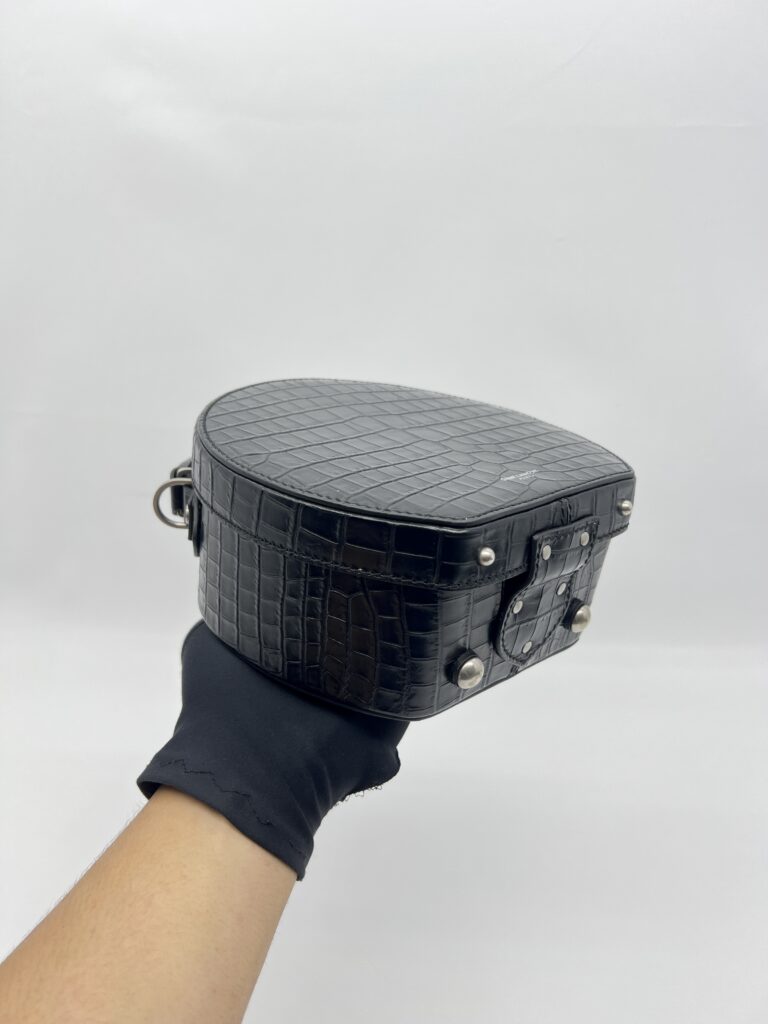 Saint Laurent Mica Hatbox Black Croco Embossed SHW