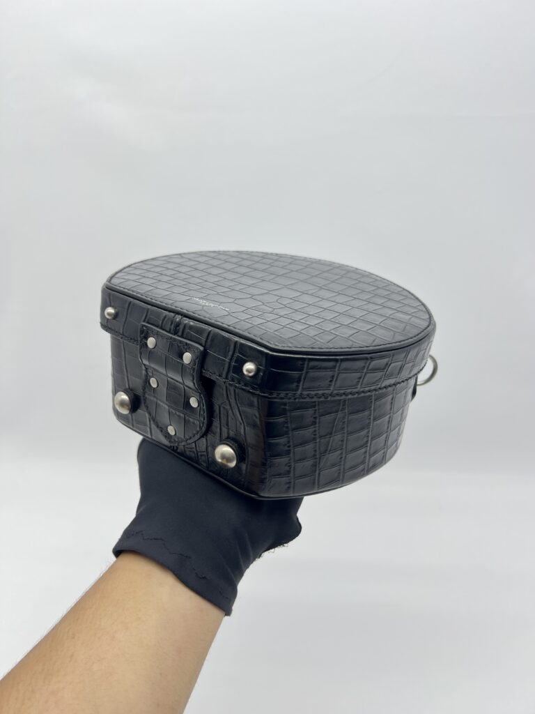 Saint Laurent Mica Hatbox Black Croco Embossed SHW