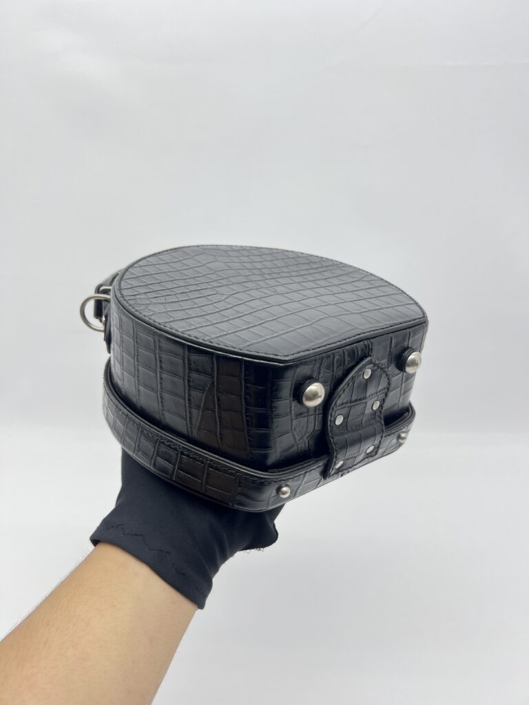Saint Laurent Mica Hatbox Black Croco Embossed SHW