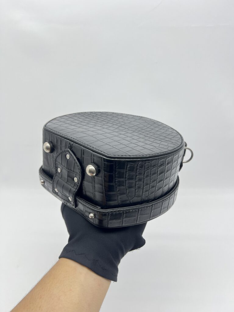Saint Laurent Mica Hatbox Black Croco Embossed SHW