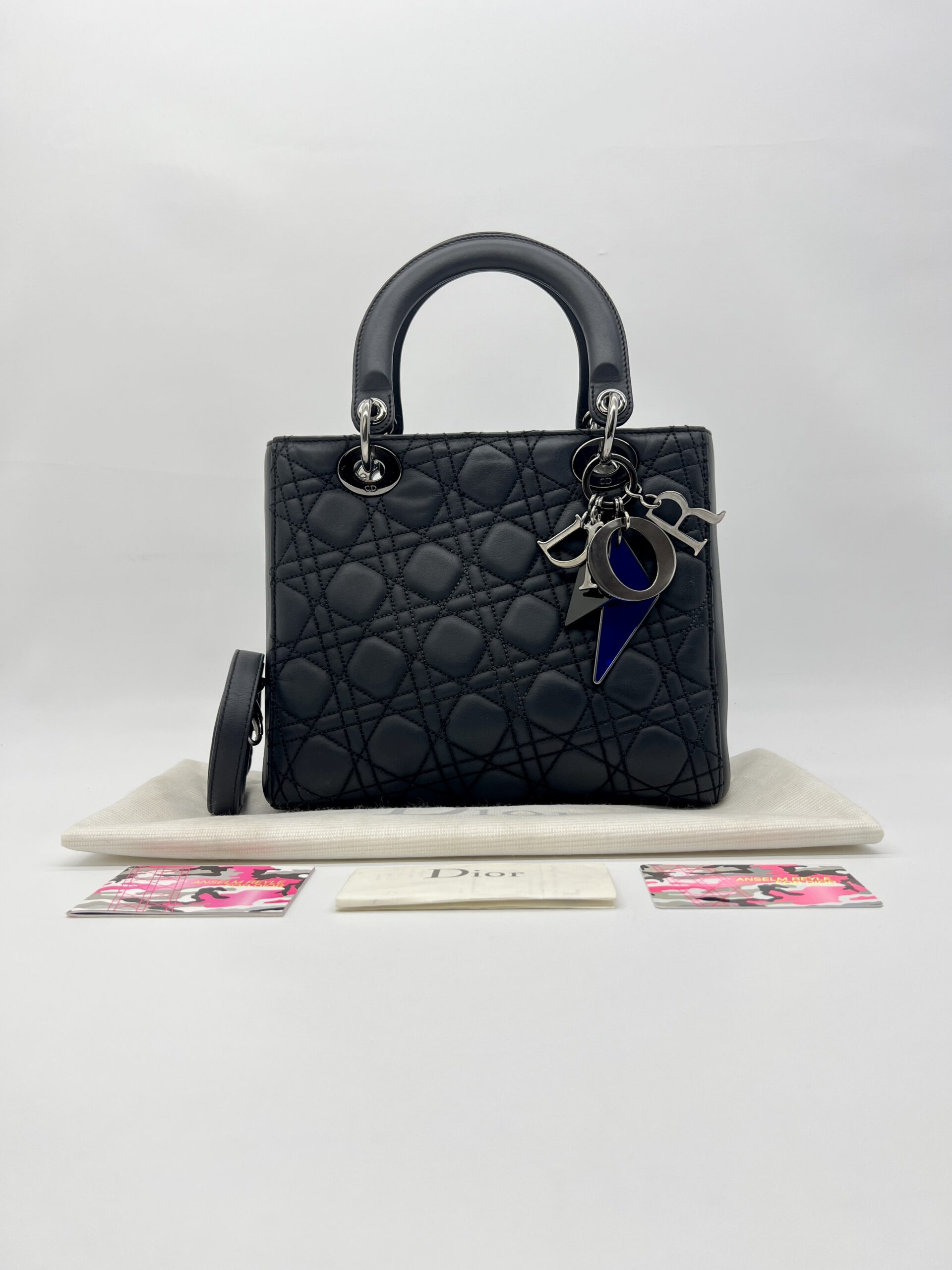 Dior Lady Dior x Anselm Reyle Calfskin Mate Noir RHW
