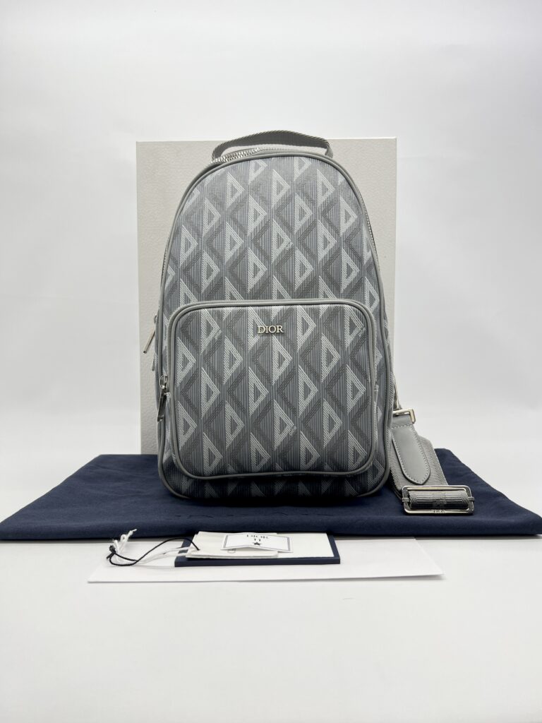 Dior Rider Sling Bag Diamond Coated Canvas Grey SHW