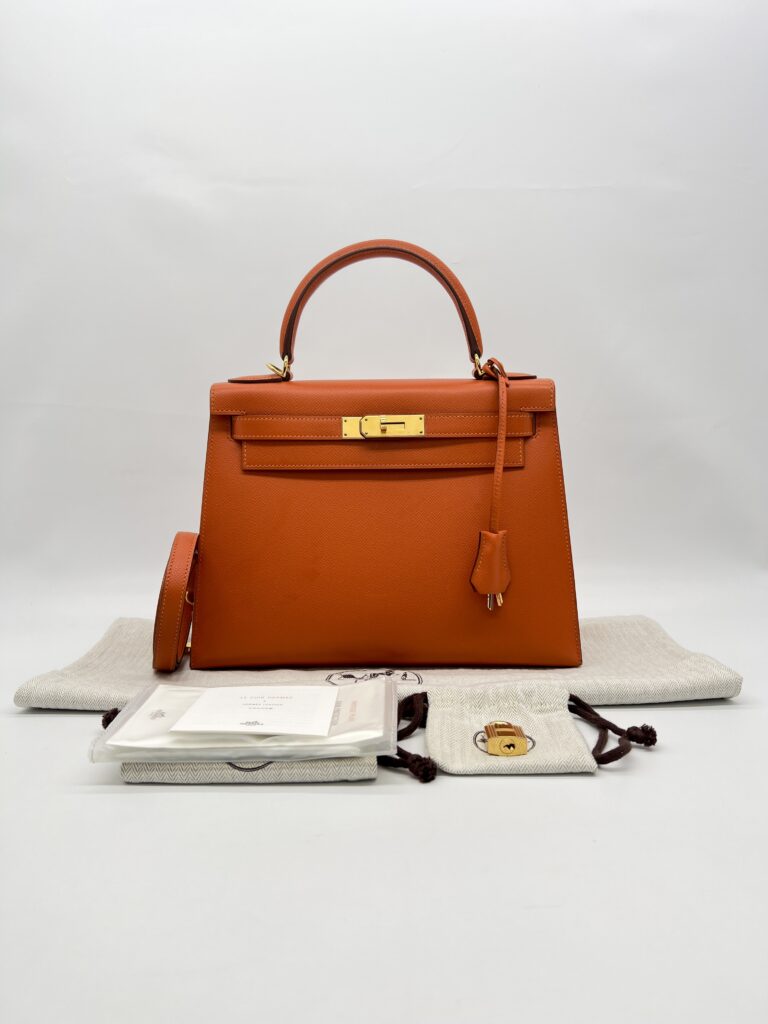 Hermes Kelly 28 Epsom Orange GHW