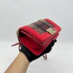 Chanel Boy Small Red Tartan Velvet GHW