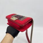Chanel Boy Small Red Tartan Velvet GHW