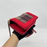 Chanel Boy Small Red Tartan Velvet GHW