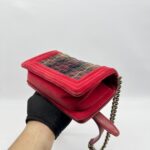 Chanel Boy Small Red Tartan Velvet GHW