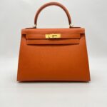 Hermes Kelly 28 Epsom Orange GHW