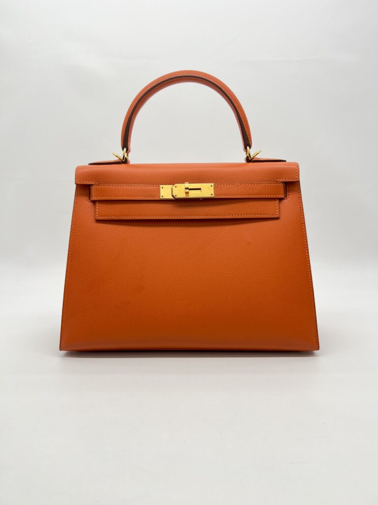 Hermes Kelly 28 Epsom Orange GHW