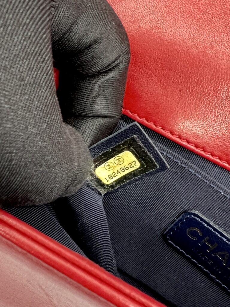 Chanel Boy Small Red Tartan Velvet GHW