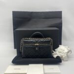 Chanel Vanity Top Handle Lambskin Black GHW