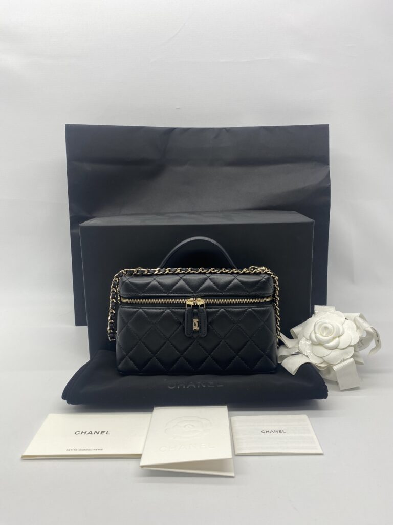 Chanel Vanity Top Handle Lambskin Black GHW