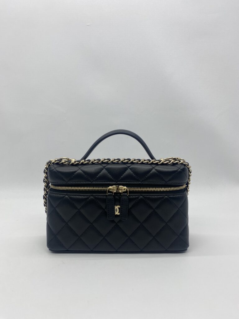 Chanel Vanity Top Handle Lambskin Black GHW