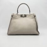 Fendi Peekaboo Medium Nappa Shiny Satchel Grigio Polvere