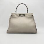 Fendi Peekaboo Medium Nappa Shiny Satchel Grigio Polvere