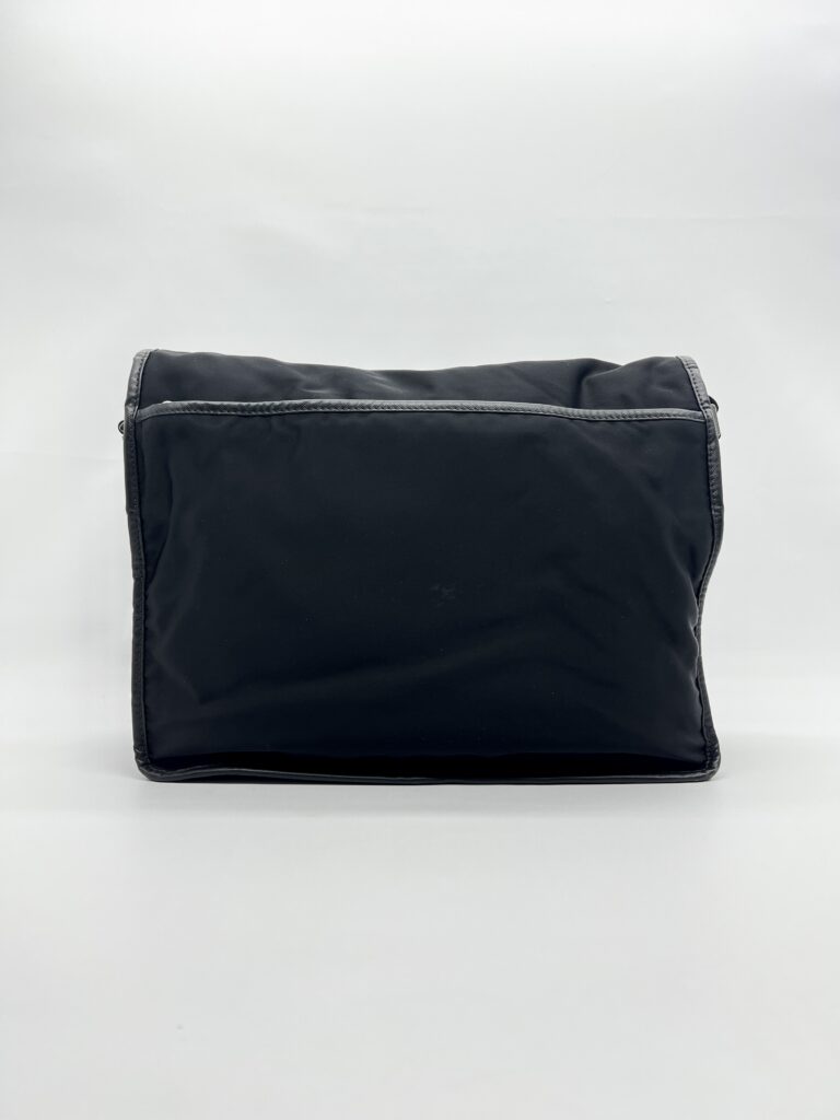 Prada Flap Messenger Bag Tessuto Saffiano Nylon Black SHW