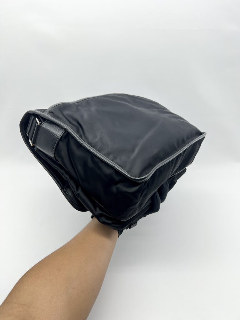 Prada Flap Messenger Bag Tessuto Saffiano Nylon Black SHW