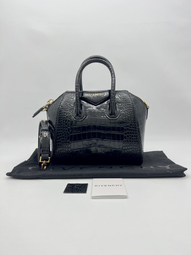 Givenchy Mini Antigona Embossed Croco Black GHW