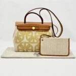 Hermes Herbag 31 Circuit 24 Canvas Ecru Jaune GHW