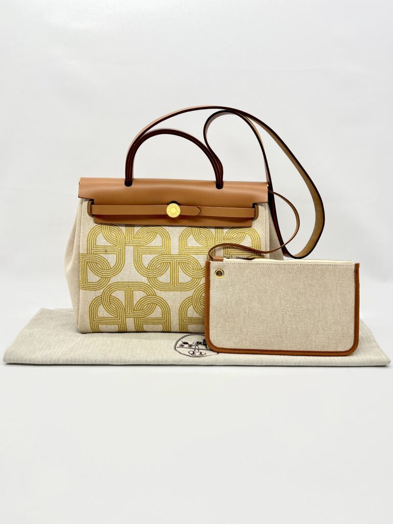 Hermes Herbag 31 Circuit 24 Canvas Ecru Jaune GHW