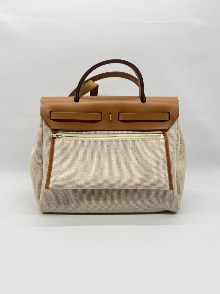 Hermes Herbag 31 Circuit 24 Canvas Ecru Jaune GHW