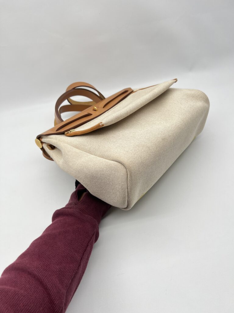 Hermes Herbag 31 Circuit 24 Canvas Ecru Jaune GHW
