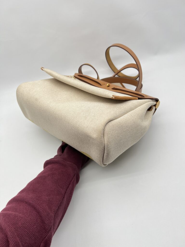 Hermes Herbag 31 Circuit 24 Canvas Ecru Jaune GHW
