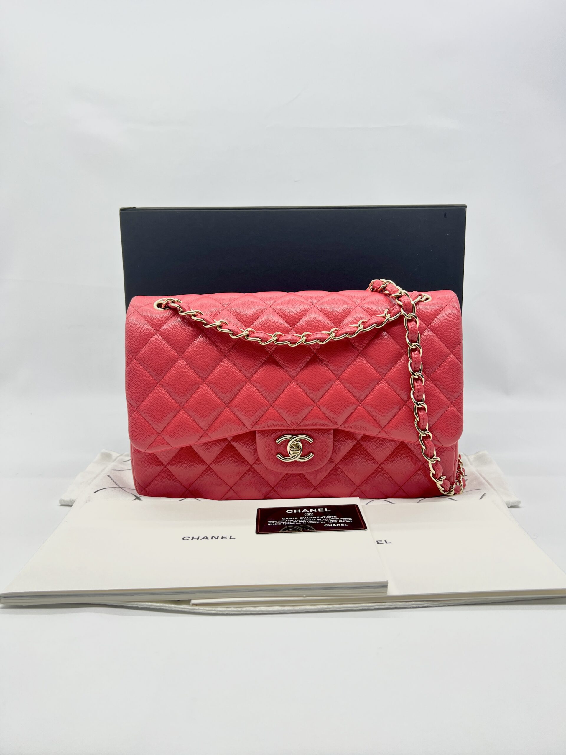 Chanel Jumbo Classic D Flap Caviar Red GHW
