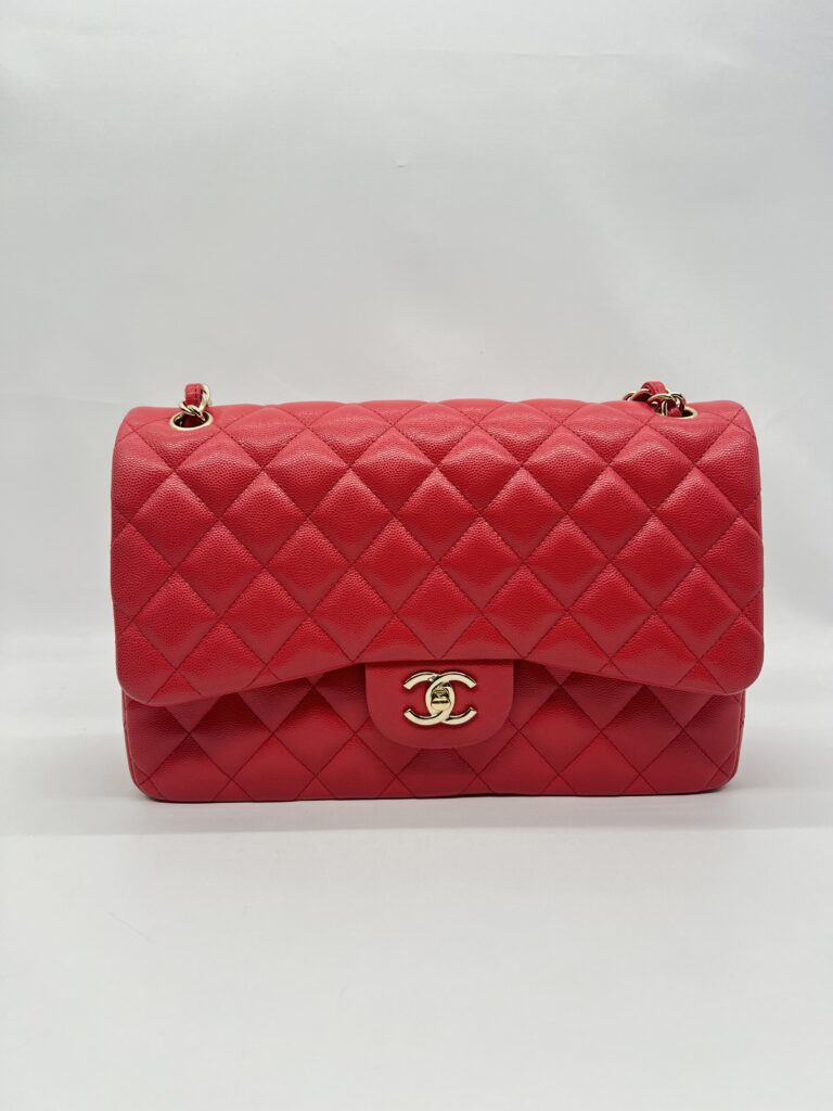 Chanel Jumbo Classic D Flap Caviar Red GHW