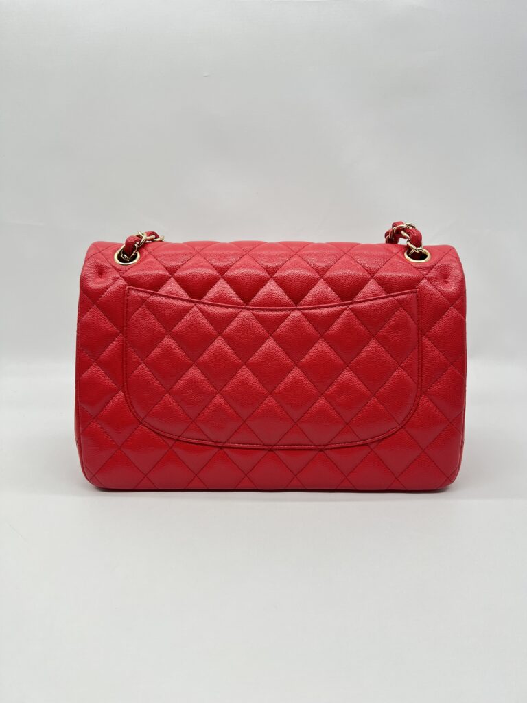 Chanel Jumbo Classic D Flap Caviar Red GHW