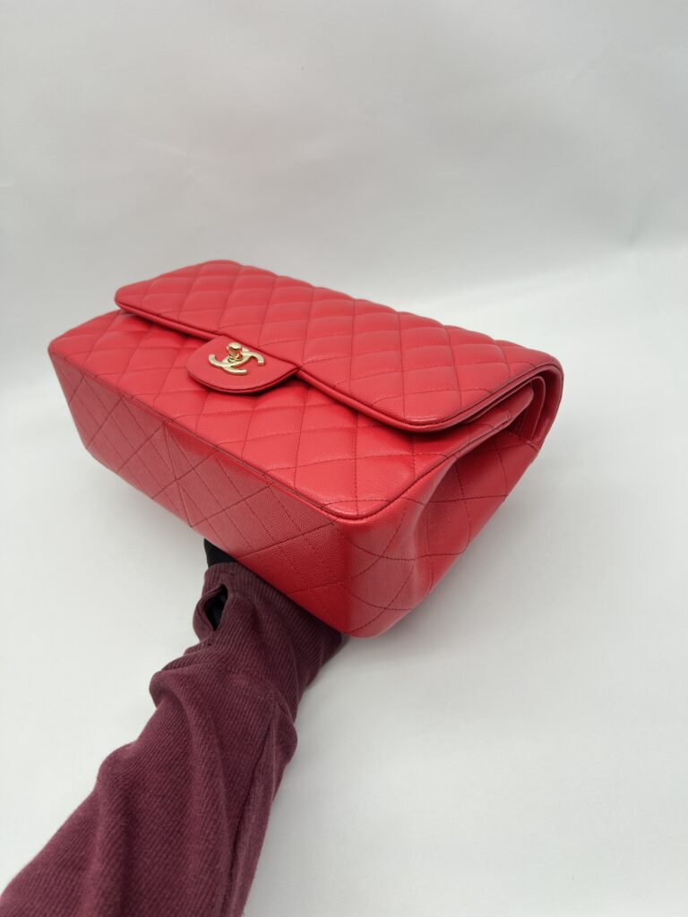 Chanel Jumbo Classic D Flap Caviar Red GHW