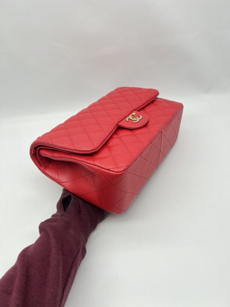 Chanel Jumbo Classic D Flap Caviar Red GHW