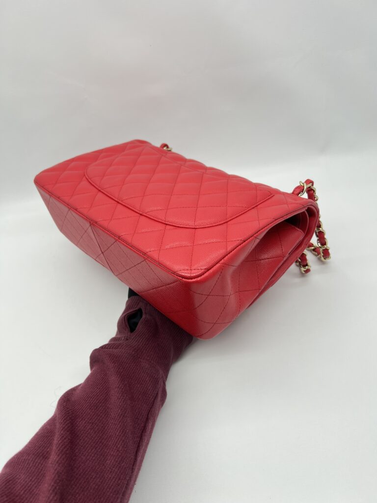 Chanel Jumbo Classic D Flap Caviar Red GHW