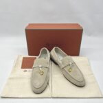 Loro Piana Joan Charms Loafer Suede Sunrise Clouds GHW