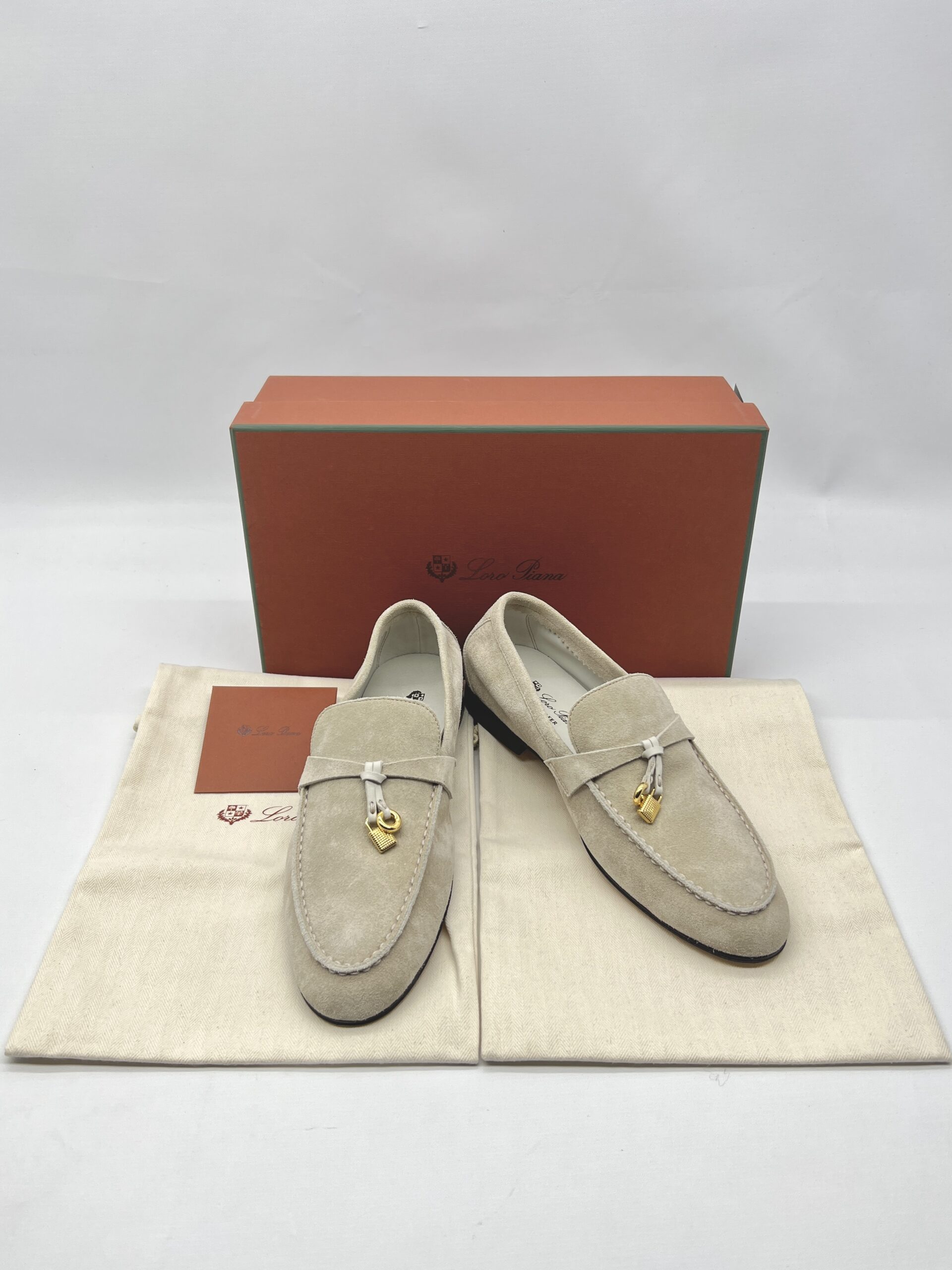 Loro Piana Joan Charms Loafer Suede Sunrise Clouds GHW