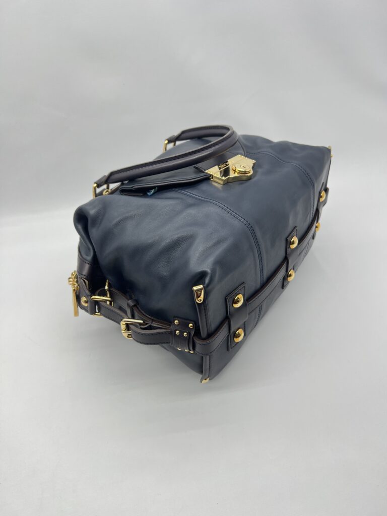 Louis Vuitton Sac Hand Bag Leather Navy Purple GHW